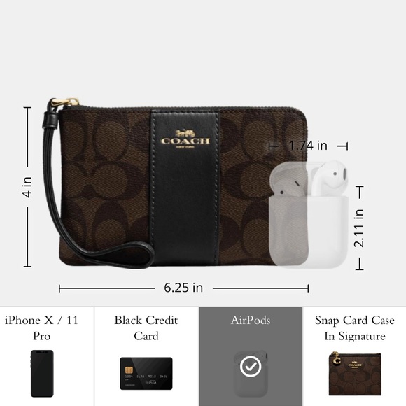 COACH Corner Zip Wristlet In Signature Canvas - Picture 5 of 6